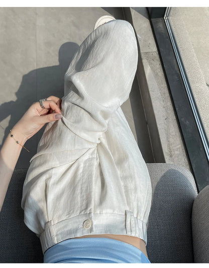 Cotton and Linen Women's Wide Leg Full Pants High Waist Summer Female Elegant Minimalism Straight Loose Trousers 2024 Autumn